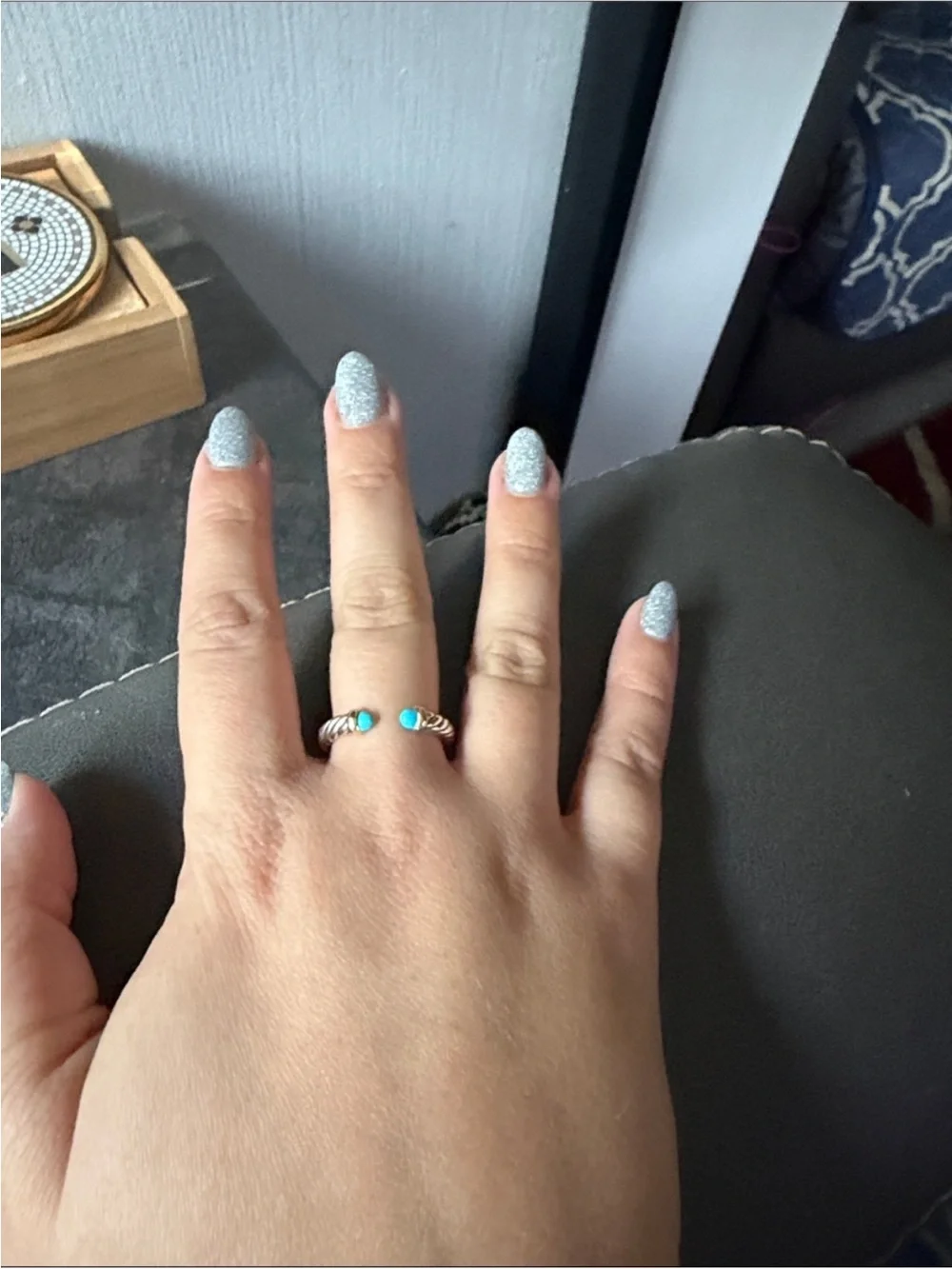 David Yurman Petite Cable Ring Turquoise Size 8 - Picture 5 of 7